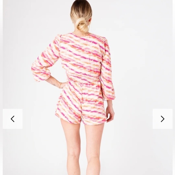 Meet Me In Santorini Pink, Orange, White Peekaboo Goddess Romper - Picture 10 of 16